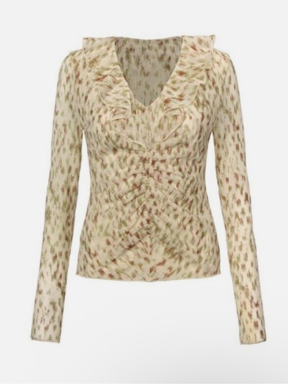 Cabi Ruched Mesh Dapple Top - Picture 2 of 11